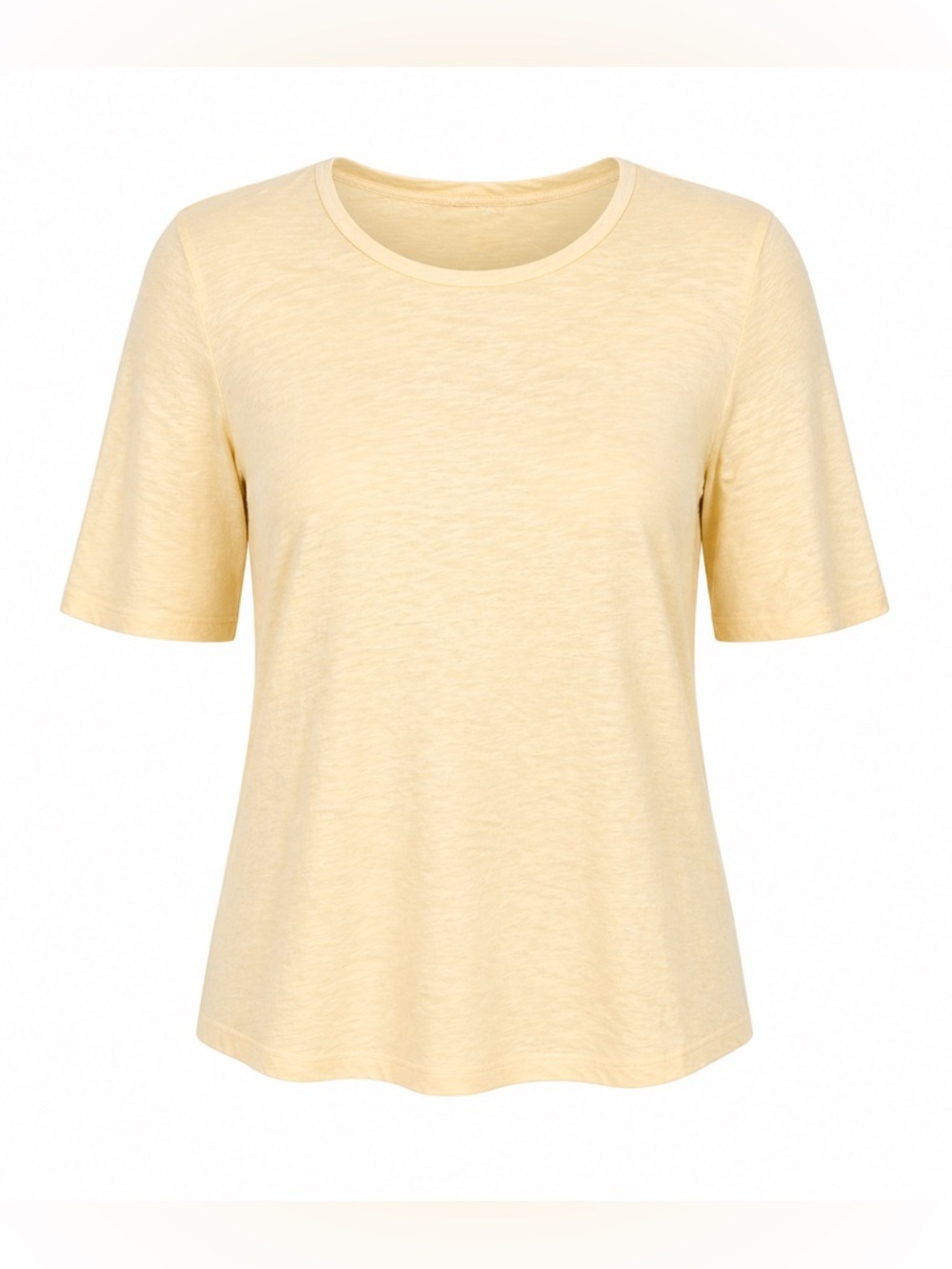 Eileen Fisher organic cotton light yellow tee, large